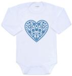 NEW BABY Бебешко боди с щампа New Baby Народен модел синьо сърце 80 (9-12м) (57370)