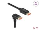 Delock DisplayPort kábel egyenes csatlakozódugóval - csatlakozódugóval 90 ívelt lefelé 8K 60 Hz 5 m (87053) - pepita