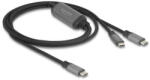 Delock USB-C Y-kábel 1 x apa - 2 x apa PD 3.0 100 W intelligens tápelosztás 1, 2 m (81271) - pepita