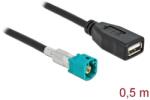 Delock Kábel HSD Z apa - A-típusú USB 2.0 anya 0, 5 m (90310) - pepita