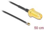 Delock Antenna kábel SMA anya válaszfali csatlakozóval apa MHF 4L LK-dugó 1.37 50 cm menethossz 10 (12666)