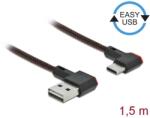 Delock EASY-USB 2.0 kábel A-típusú csatlakozódugó - USB Type-C csatlakozódugó, ívelt bal / jobb, 1, (85282) - pepita