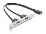 Delock USB E típusú A kulcsos apa csatlakozó - 2 x USB 5 Gbps A-típusú aljzat, rekeszrögzítéses csatlakozókábel, 35, 5cm (67345) (67345)