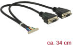 Delock 40pin 1, 25mm pinheader -> 2db VGA F/F adatkábel 0.34m fekete 95255 és 95256 modulhoz (84710) (84710)