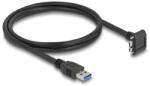 Delock USB 5 Gbps kábel A-típusú USB apa egyenes Micro-B USB apa csavarral 90 -ban felfelé hajlított 1 m fekete