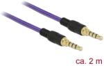 Delock Sztereó Jack Kábel 3, 5 mm 4 tűs férfi & gt; férfi 1m lila (85599)