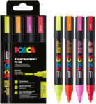 uni Marker varf 1.8-2.5 mm UNI Posca PC-5M 4P, 4 culori/set fluorescent