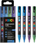 uni Marker cu sclipici varf 0.9-1.3 mm UNI Posca Glitter PC-3ML, 4 culori/set culori reci