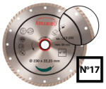 ABRABORO Turbo gyémánttárcsa No. 17 230x22, 23mm csempéhez és járólaphoz, száraz és vizes vágáshoz