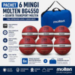 Molten Pachet 6 mingi baschet Molten B6G4550 FIBA Approved + geanta transport Molten (6XB6G4550-EB6)