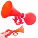 sportown Sípoló duda 15cm piros műanyag trombita gyerekkerékpárhoz (TRĄBKA KLAKSON)