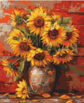 Figured Art Set goblen cu diamante, cu sasiu, Vaza cu floarea soarelui toamna, 40x50 cm (DP-FA10454-Y)
