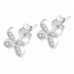 Flippy Cercei Tip Stud din Argint 925, Model Fluture cu Aripi Decorate cu Pietre Stralucitoare, Sistem de Prindere cu Tija si Fluturas, Argintiu (06099)