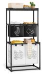 Flippy Cos de Rufe, Flippy, 3 Rafturi, 4 Cosuri, Cadru de Otel Inoxidabil, 123x44x57 cm, Negru (134452)