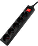 Spacer PRELUNGITOR SPACER, Schuko x 5, conectare prin Schuko (T), cablu 1.8 m, 16 A, max. 3500W, protectie supratensiune, protectie copii, negru, PP-5-18 v2 (timbru verde 0.18 lei)