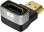 LogiLink ADAPTOR video LOGILINK, HDMI (T) la HDMI (M), conectori auriti, rezolutie maxima 8K (7680 x 4320) la 60 Hz, 90 grade, negru-gri, AH0005A (timbru verde 0.03 lei)