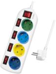 LogiLink PRELUNGITOR LOGILINK, Schuko x 4, conectare prin Schuko (T), cablu 1.5 m, 16 A, protectie copii, alb / multicolor, LPS257 (timbru verde 0.18 lei)