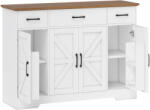 HOMCOM Bufet Bucătărie Rustic, Bufet cu Uși Soft-Close, 3 Sertare, 3 Rafturi Reglabile, Portaspecii, PAL, MDF, Alb | Aosom Romania (83A-362V80WT) Bufet