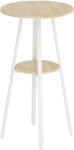 HOMCOM Masă Înaltă Rotundă cu Raft, Masă Modernă pentru Bucătărie sau Dining, PAL, Metal, Lemn Natural și Alb | Aosom Romania (83A-395V00ND)
