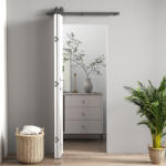 HOMCOM Ușă Glisantă Pliabilă 70x210 cm, Ușă Pliabilă Tip Portofel cu Mâner și Suprafață Vopsibilă, Alb | Aosom Romania (B70-076V80WT)