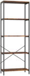 HOMCOM Könyvespolc, 5 polc, fém, melamin felület, barna (836-643V00RB)
