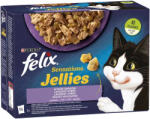 FELIX Sensations Jellies Vegyes Válogatás Nedves Macskaeledel Aszpikban (Pulyka és Spenót, Bárány és Vad, Makréla és Paradicsom, Hering és Garnélarák) - 12x85 g