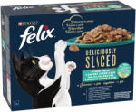 FELIX Deliciously Sliced Halas Válogatás Gabonamentes Nedves Macskaeledel Aszpikban (Lazac, Tonhal, Tőkehal, Lepényhal) - 12x80 g
