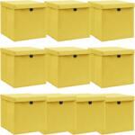 vidaXL 10 db sárga szövet tárolódoboz fedéllel 32 x 32 x 32 cm (288368VidaXL)