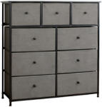 RPX-COM Comoda 9 Sertare Textile / 100X30X99CM - Antracit/Negru (46575R) Comoda