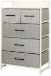 RPX-COM Comoda 5 Sertare Textile / 58x29x99cm - Gri/alb (46572r) Comoda