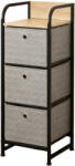 RPX-COM Comoda 3 Sertare Textile / 30x29x79cm - Gri/negru (46584r) Comoda
