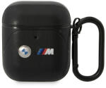 BMW Кейс BMW BMA222PVTK за AirPods 1/2, черен / черен, Leather Curved Line (BMW000616-0)