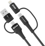 Wozinsky 4в1 кабел Wozinsky WNBAA, 2x USB-C, 1x USB-A, 1x Lightning, 60W, 1m, ч (WNBAA)