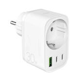 Puro Зарядно устройство Puro 30W Power Delivery с щепсел и гнездо Schuko 2x (PUTCSPUSBA2C30WWHI)