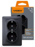 Videx ДВОЕН КОНТАКТ ШУКО vf-bnsk2g-bg 16А binera videx - ГРАФИТ (4820118295046)