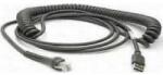 Datalogic Cable, USB, Type A, Coiled, Power off terminal, 2 Meters, CAB-424E
