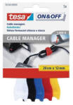 TESA Kábelkötegelő, tépőzáras, TESA "On&Off", vegyes színek (TE55236)