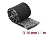 Delock Hőellenálló EMI Shielding fonott borítás tépőzáras rögzítővel, 1 m x 16 mm méretű, fekete (20840) - pepita
