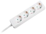 Rebel Prelungitor 4 prize cu obturatoare de protecție, 1.5 m, cablu 3×1.0 mm2, 10A/2300W, alb, Rebel (URZ3071-1.5)