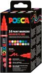 uni Marker pensula varf 1-4 mm UNI Posca PC-5BR, 16 culori/set