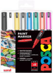 uni Marker varf 0.7 mm, culori metalizate, UNI Posca PC-1MR, 8 culori/set
