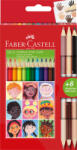 Faber-Castell Színes Ceruza Készlet Háromszögletű 12 Darab/Készlet 3 Darab Ajándék Kétvégű Bőr Árnyalatú Színesceruzával (FC511514)