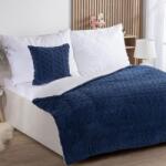 decoDoma Set matlasat cu blăniţă INVERNO albastru închis Patura