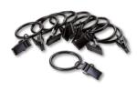 WOOLINE Set inele metalice pentru perdele cu cleme, negru, 10 buc