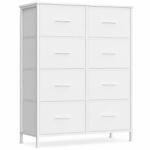 SONGMICS Comoda SONGMICS cu 8 sertare textile, cadru metalic si blat MDF, alb (EZ-LGS124WH01) Comoda