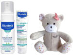 Mustela Промо комплект Mustela Stelatopia - Шампоан-пяна, крем + Мече, за момиче - baby