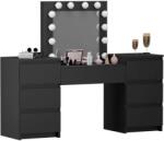 Artool Masa de toaleta/machiaj, negru, cu oglinda si LED-uri, Antonia, 155x42x135 cm (143349)