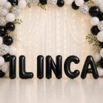Flippy Baloane Folie Metalizate, Flippy, Set ILINCA, Heliu sau Aer, Pai inclus, 40 cm, Negru (177703)