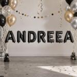 Flippy Baloane Folie Metalizate, Flippy, Set ANDREEA, Heliu sau Aer, Pai inclus, 40 cm, Negru (177593)