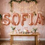 Flippy Baloane Folie Metalizate, Flippy, Set SOFIA, Heliu sau Aer, Pai inclus, 40 cm, Rose Gold (177491)
